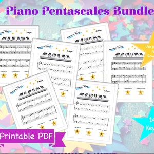 Piano Pentascales Printable PDF Bundle Digital Download