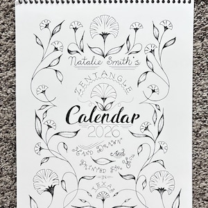 2026 Wall Calendar Hand Drawn Zentangle Art Coloring