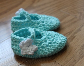 Baby Booties with Flower Buttons