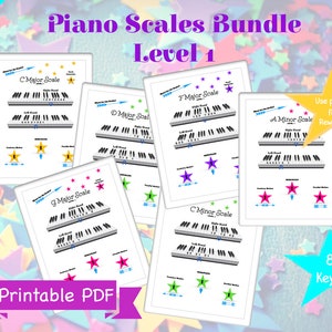 Piano Scales Level 1 Printable PDF Bundle Digital Download