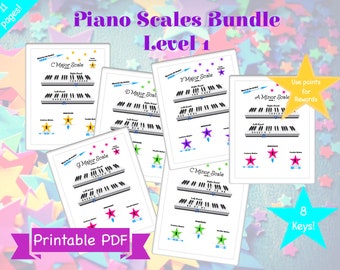 Piano Scales Level 1 Printable PDF Bundle Digital Download