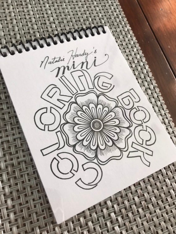 Mini Coloring Book Pocket Size Adult Coloring Hand Drawn 