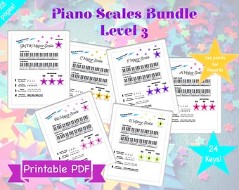 Piano Scales 4 Octaves All Keys Printable PDF Bundle Digital Download