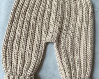 Crochet Baby Pants Neutral Gender Natural Fibers Cotton Bamboo