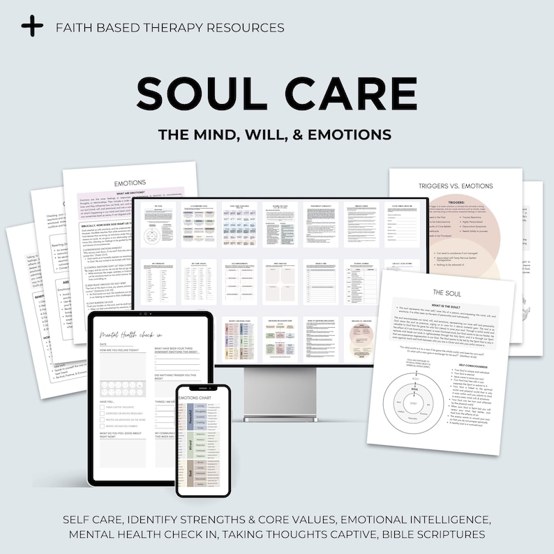 Biblical Mental Health Wellness Guide Spiritual Growth Mindset Worksheet Faith Based Christian Psychology Self Guided Prayer Journal Aid image 1