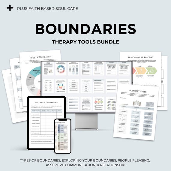 Mental Health Worksheet Therapy Bundle Faith Based Counseling Resource Boundary Work Relationship Guide Communication Skill Development Tool