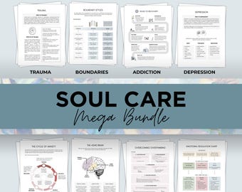 Therapy Resource Bundle Digital Download Therapy Worksheet Mental Health Anxiety Guide CBT Therapy Trauma Healing Self Care Stress Tools