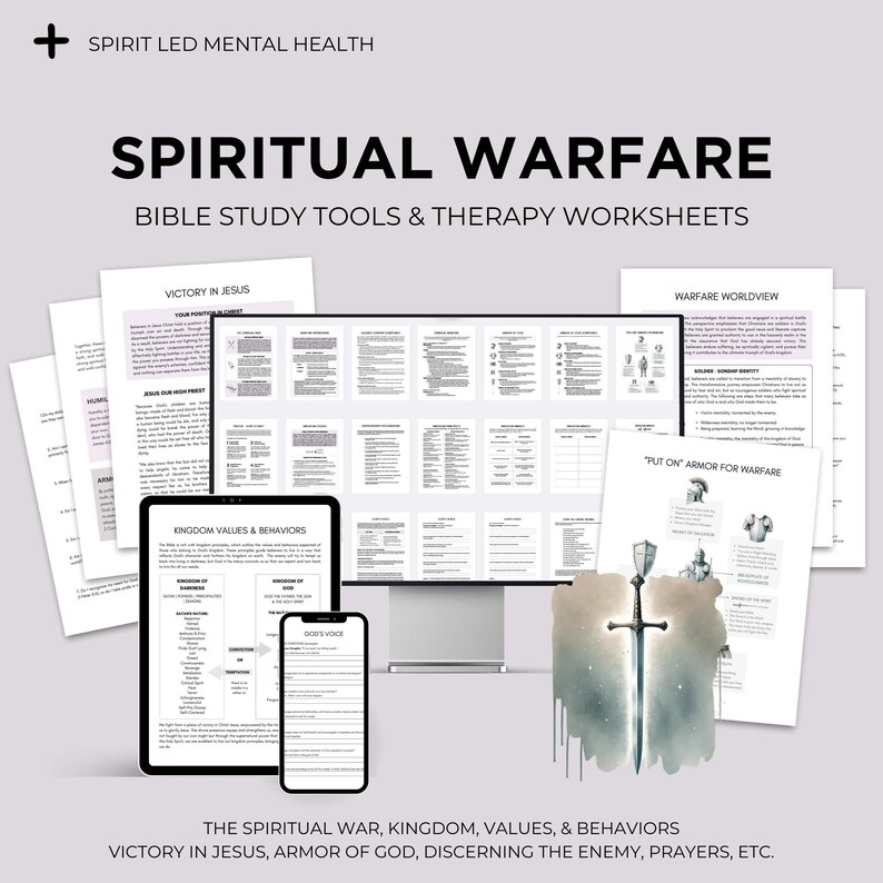 Christian Counseling Worksheet Bible Study Prayer Guide Spiritual Warfare Faith Resource Digital Download Armor of God Kingdom Value Set image 1