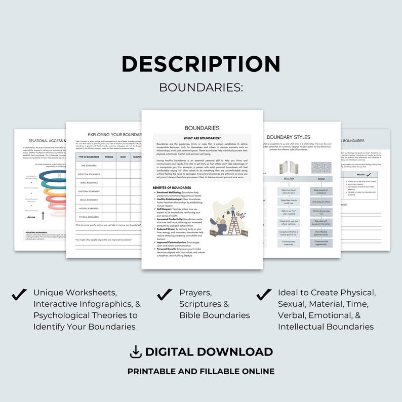 Arbeitsblatt für psychische Gesundheit, Therapie-Bundle auf Glaubensbasis, Beratung, Ressourcen, Grenze, Arbeit, Beziehungs-Leitfaden, Werkzeug zur Entwicklung von Kommunikationsfähigkeiten Bild 3