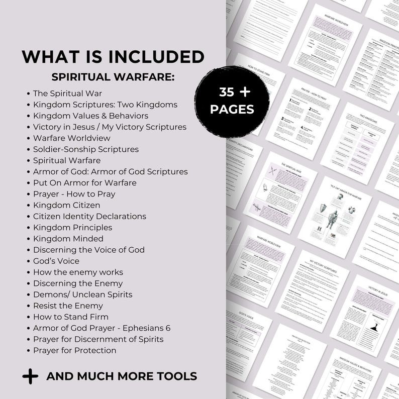 Christian Counseling Worksheet Bible Study Prayer Guide Spiritual Warfare Faith Resource Digital Download Armor of God Kingdom Value Set image 5