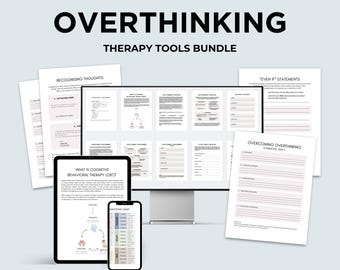 Therapy Worksheet Digital Download Template Bundle Pack For Therapist Office Download CBT Therapy Tool Kit For Overthink Anxiety Management