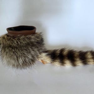 Raccoon Fur Can Cooler with Tail