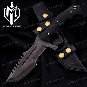 Tracker Knife – 1095 High Carbon Steel Blade- Black G-10 Handle- Full Tang Survival & Hunting Knife- Best Anniversary And Birthday Gift