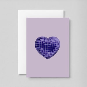 Cartão de amor em forma de coração de arame roxo, presente digital de dia dos namorados, bilhete de amor cibernético romântico, impressão estética minimalista, cartão de amor futurista