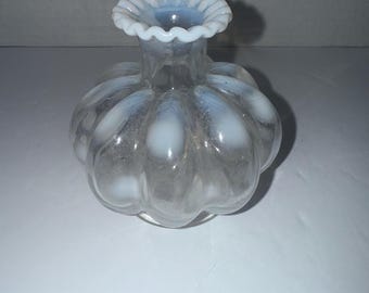 1940 Fenton Art Glass French Opalescence Dot Optic Perfume Bottle (No Stopper)