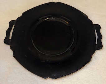 Vintage Black Amethyst Footed Dish With Handles LE Smith Mt.pleasant