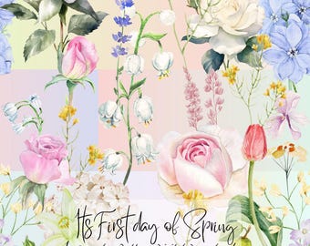 Brudtärna sömlöst blommönster, digital nedladdning, pastellfärgad blommig textildesign, Cottagecore tygtryck, kommersiell användning PNG-fil