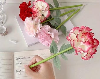 Kulspetspenna med konstgjord blomma, blått gelbläck, brevpapper, gåva
