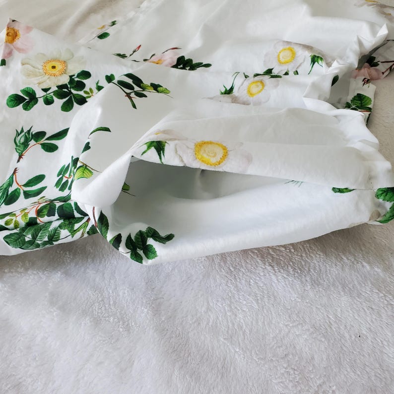 Organic Cotton Shorts Rose Print Womens Summer Style Clothing White Roses image 8