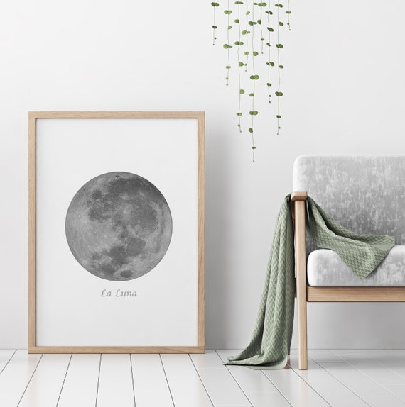 La Luna Print Full Moon Print Wall Art Full Moon Print Etsy