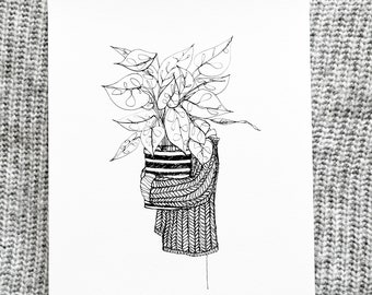 A4 sketchbook print. 'A pot for a plant' wall decor, illustration, artwork, line drawing