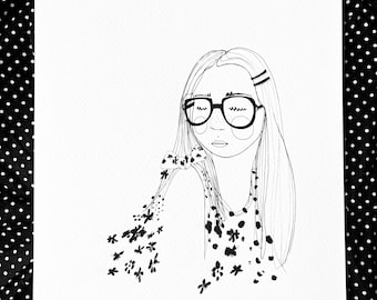 A4 sketchbook print. 'Summer dress' wall art, illustration, room decor, art, poster, line drawing