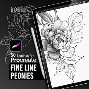 Fine Line Peonies – Procreate Brush Set for Tattoo Artists & Illustrators