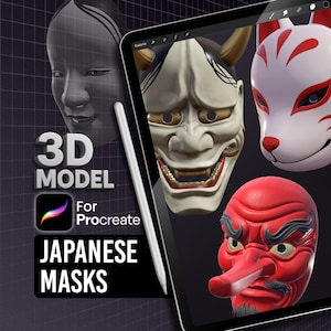 Modelos 3D para Procreate • Máscaras Japonesas