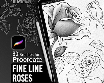Fine Line Roses - Pack de Brushes Procreate para Tatuadores e Ilustradores