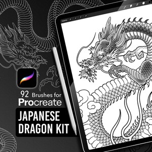 Japanskt drakekit – Procreate-penselpaket för tatuerare och illustratörer