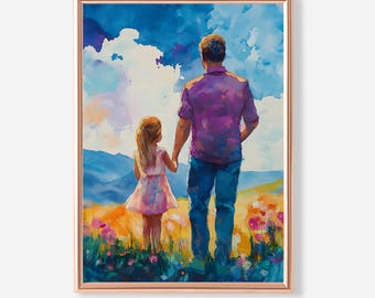 Father Daughter Wall Art Print, Family Love Poster, Father’s Day Gift, Emotional Art, Parent Child Print, Gift For Dad, Digital Download