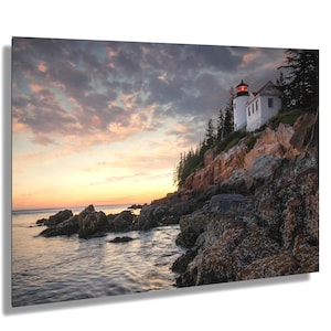 Bass Harbor Lighthouse Sunset – Acadia National Park, Maine, Coastal Seascape Photography Print, symbol of guidance and resilience