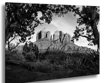 Cathedral Rock, Sedona Black and White Photography Print – Arizona Scenic Wall Art