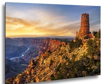 Desert View Watchtower Sunset Photography Print – Grand Canyon Scenic Wall Art