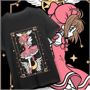 Camiseta UNISEX con tazas de pudín Kero, camiseta de manga corta con estampado de Sakura Cardcaptor Kinomoto Kero Cerberus de los 90 con estética de anime Vaporwave Fairy Kei