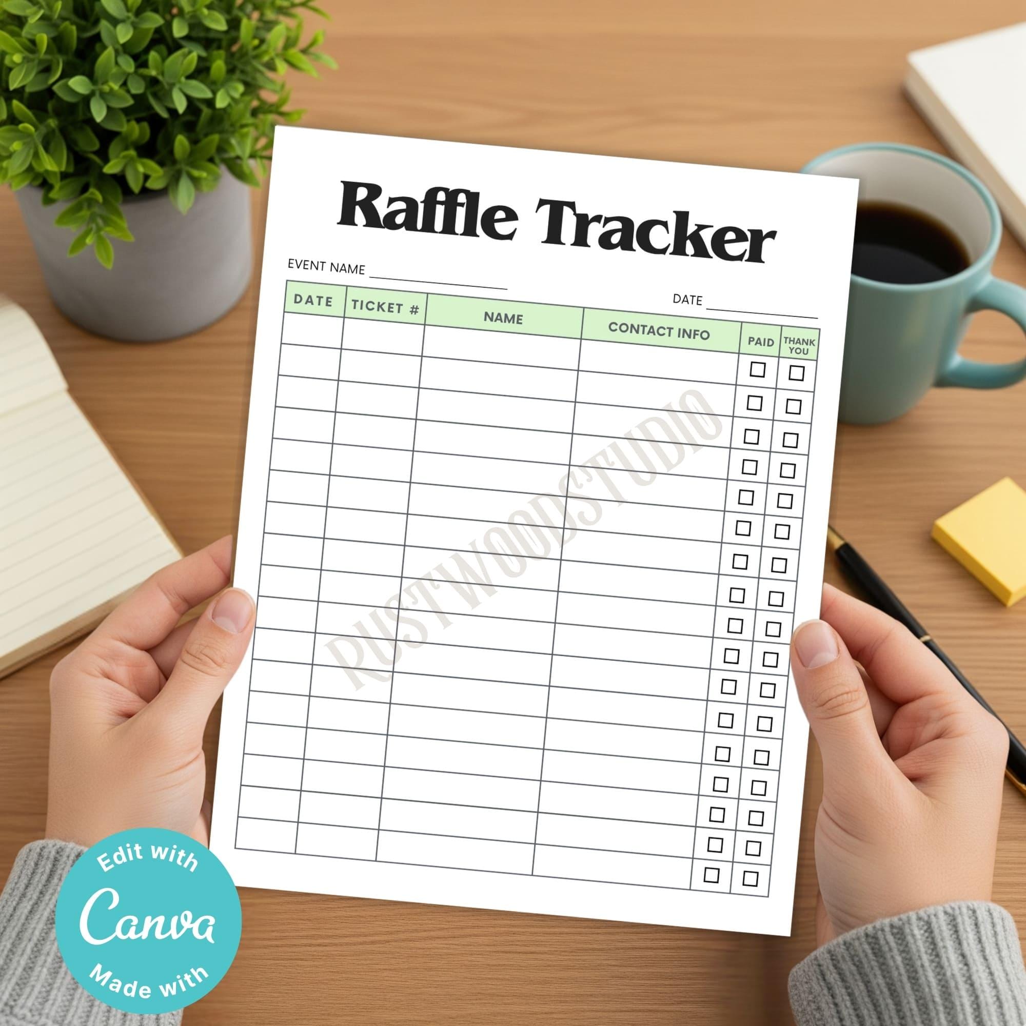 Pastel Raffle Roulette Editable Raffle Tracker Template: Pastel Fundraiser Log Sheets ...