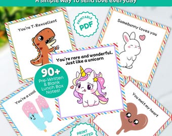 Lunchbox Notes for Kids Printable | Sweet School Lunch Notes | Encouraging Messages from Mom & Dad | Instant Download