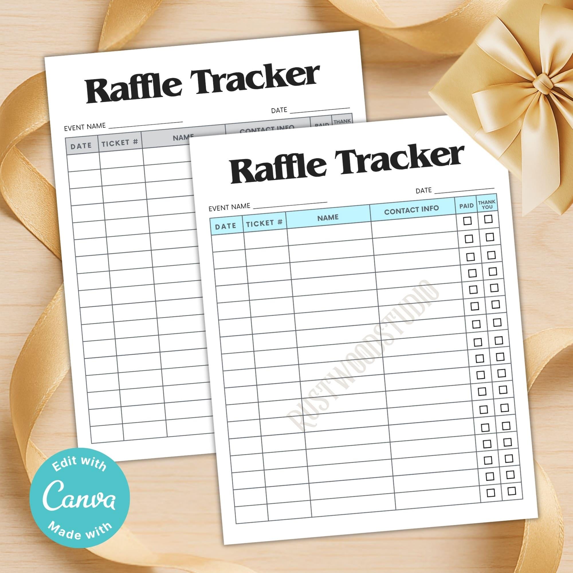 Pastel Raffle Roulette Editable Raffle Tracker Template: Pastel Fundraiser Log Sheets ...