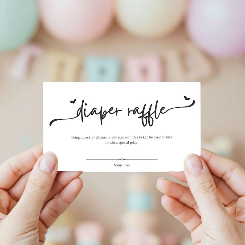 Shower Raffle Ticket Baby Shower Game ā Printable Diaper Raffle Card | Minimalist ...