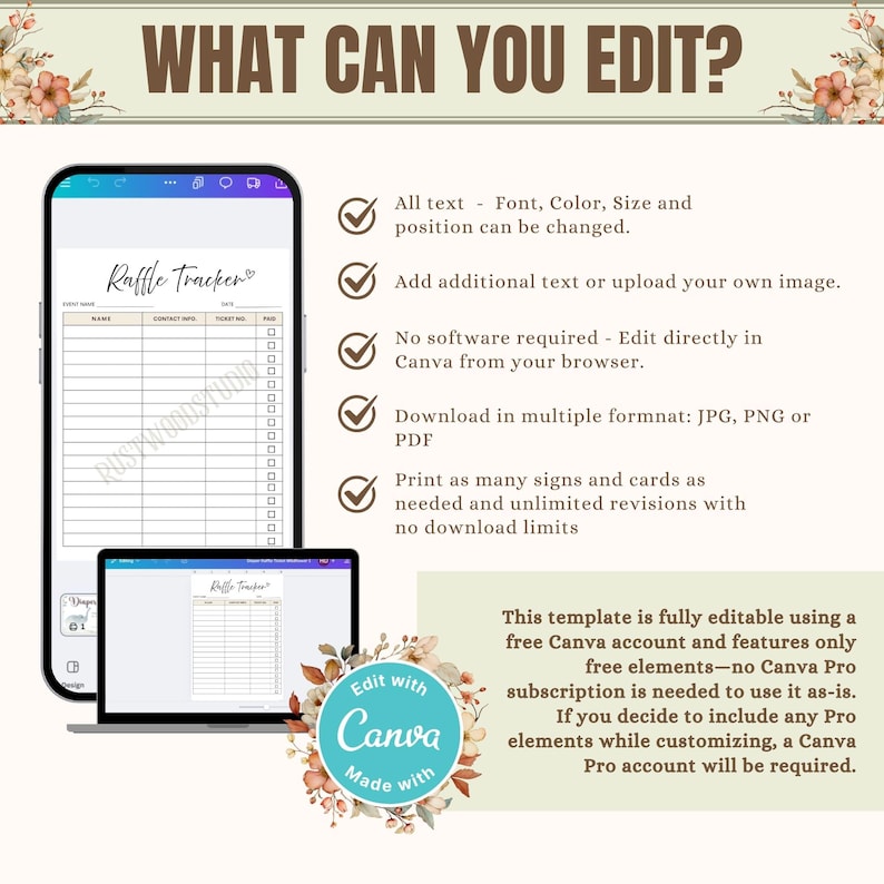 Editable Raffle Ticket Tracker: Minimalist Fundraiser Template (PDF ...