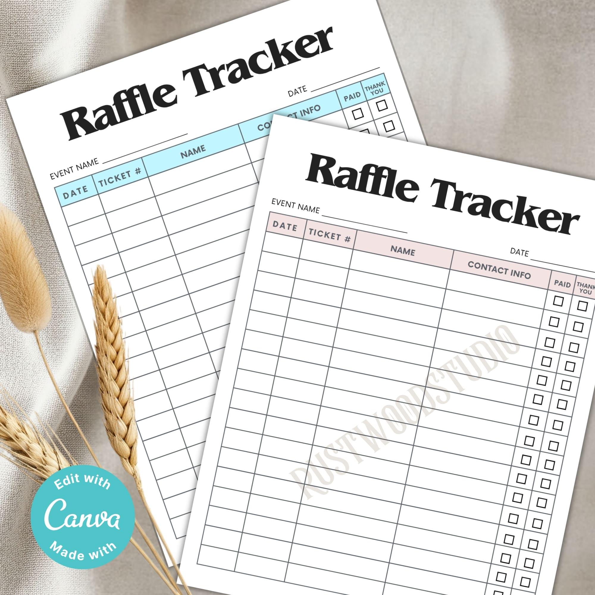 Pdf Raffle Log Editable Raffle Tracker Template: Pastel Fundraiser Log Sheets ...