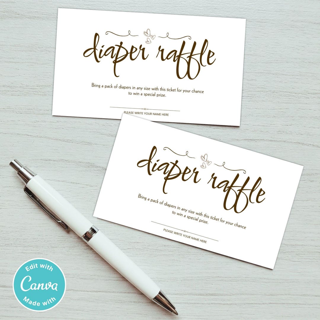 Diaper Raffle Infocard Printable Diaper Raffle Card –baby Shower Game Raffle Ticket Minimalist ...