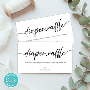 Baby Shower Diaper Raffle Ticket – Editable Raffle Card for Baby Shower Game | Digital Download