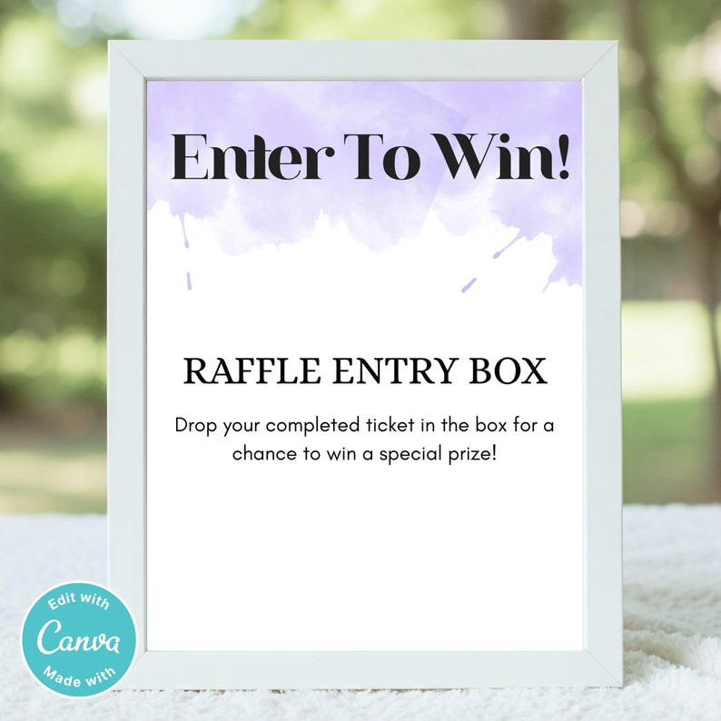 Editable Raffle Entry Sign Set of 4 | Enter to Win Printable Signs ...