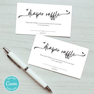 Baby Shower Game – Printable Diaper Raffle Card | Minimalist Downloadable Baby Shower Raffle Ticket