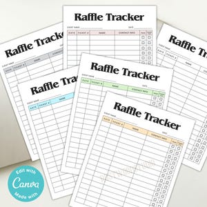 Set van 6 sjablonen voor loterijtracker | Afdrukbare loterijlogboeken | Kaarthouder in pastelkleur | Bewerkbare pdf-bestand inzamelingsactie