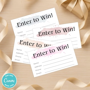 Editable Raffle Ticket Set of 4 | Printable Enter to Win Tickets | Watercolor Fundraiser & Event Template | Instant Download PDF