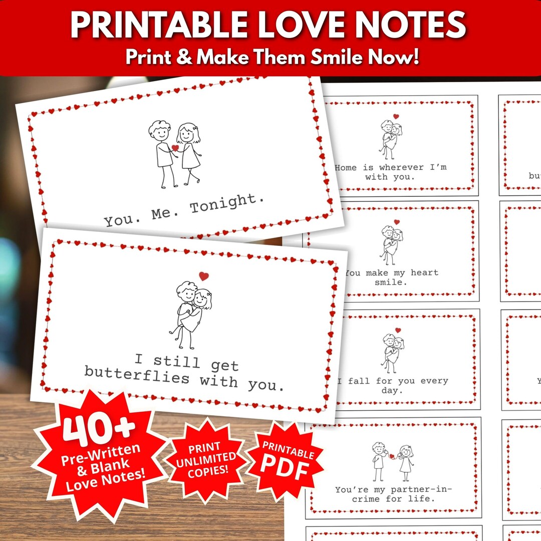 Mini Love Note Cards for Couples - Lunchbox Notes, Romantic Surprise ...