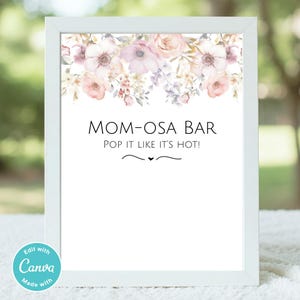 Wildflower Momosa Bar Sign: Baby Shower Printable (Canva Editable)