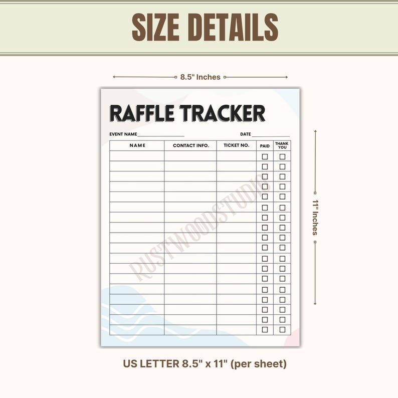 Pdf Raffle Log Editable Raffle Tracker Sheet | Printable Raffle Log Template ...